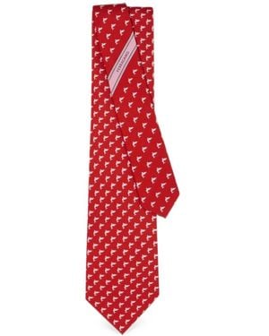 Ferragamo Seidenkrawatte Mit Hai-Print - Rot