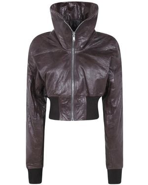 Rick Owens Cropped-Jacke Aus Leder - Braun