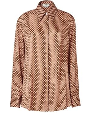 Fendi Camisa con lunares en jacquard - Marrón