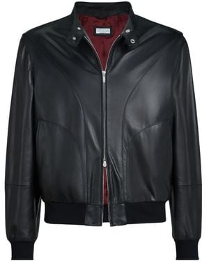 Brunello Cucinelli Zip-Fastening Leather Jacket - Black