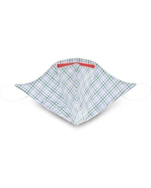 Isaia Check-Print Face Mask - White