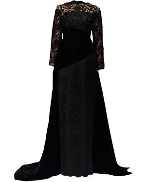 THA SEEN Lace-Panel Maxi Dress - Black
