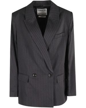 Essentiel Antwerp Pinstripe Double-Breasted Blazer - Black