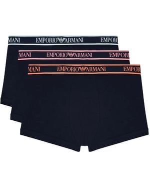 Emporio Armani Embroidered Boxers (Set Of Three) - Blue