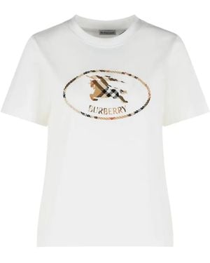 Burberry Logo Embroidered T-Shirt - White