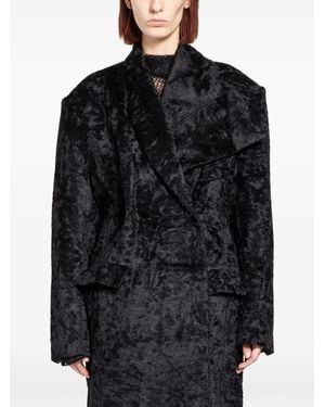Yehuafan Asymmetric-lapel coat - Schwarz