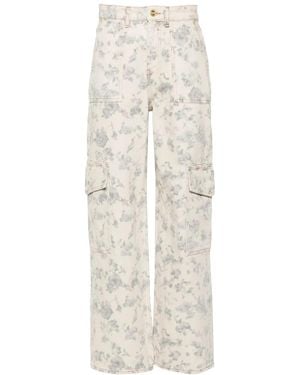 Ganni Printed Cargo Jeans With Ang - White