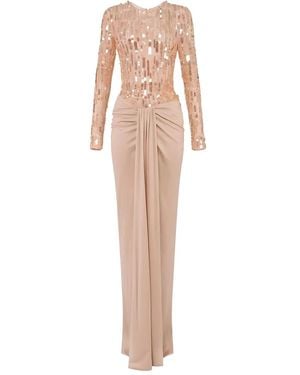 Elisabetta Franchi Carpet Sequin Embellished Draped Dress - Pink