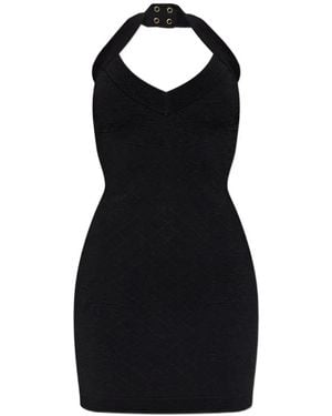 Balmain Jacquard Halterneck Mini Dress - Black