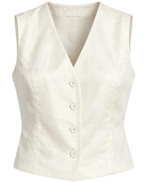 Guess Twill V-Neck Waistcoat - White