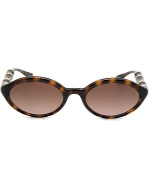 Gucci Bamboo-Effect Oval-Frame Sunglasses - Brown