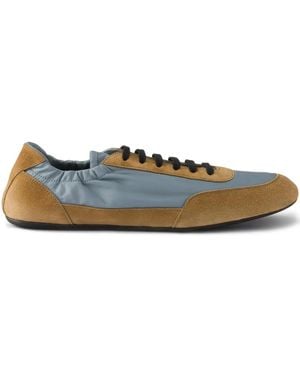 Prada Baskets Collapse En Re-Nylon À Lacets - Bleu