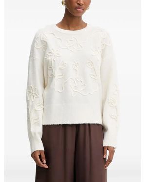 Morgan Jersey Con Motivo Floral - Blanco