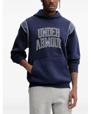 Under Armour Rival Fleece Logo-Print Panelled Hoodie - Blue