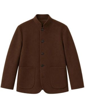 Officine Generale Veste Simão En Laine À Col Mao - Brown