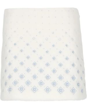 CASABLANCA Floral-Motif A-Line Skirt - White
