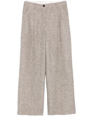 Mark Kenly Domino Tan Pleated Tweed Pants - Gray
