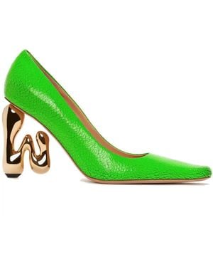 JW Anderson Jw Bubble Heel Leather Court Shoes - Green