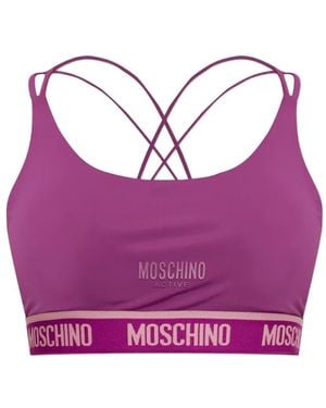 Moschino Active Logo-Underband Sports Bra - Purple