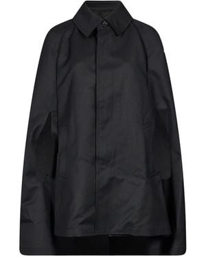 Junya Watanabe Pinstripe Cape-Style Coat - Black