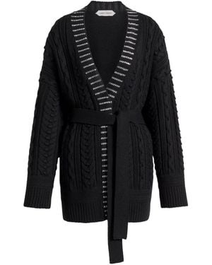 Alberta Ferretti Cárdigan de punto de ochos Aran - Negro