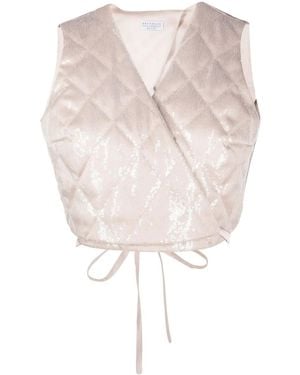 Brunello Cucinelli Quilted Wrap Vest - White
