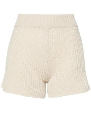 Alanui Finest Ribbed-Knit Shorts - Natural