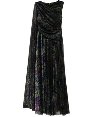 Talbot Runhof Cape Metallic Evening Dress - Black