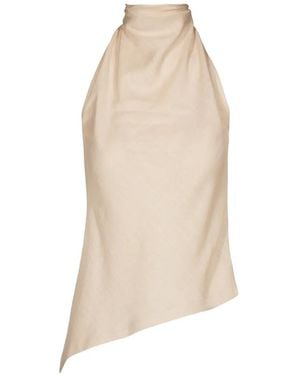 Tessitura Body Couture Asymmetric Halterneck Blouse - White
