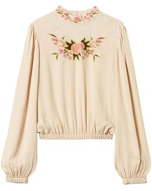 Twinset Floral-Embroidered Blouse - Natural