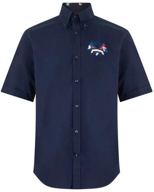 Paul & Shark Logo-Embroidered Button-Down Shirt - Blue