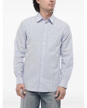 Paolo Pecora Camisa A Rayas Con Bolsillo En El Pecho - Gris