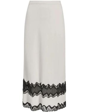 Another Tomorrow Falda Midi Con Cintura Alta - Gris