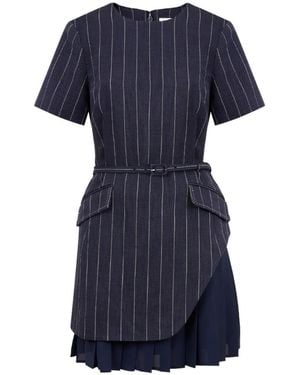 Jonathan Simkhai Blakely Belted Pinstripe Mini Dress - Blue