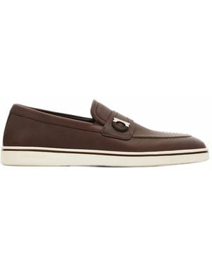 Ferragamo Boat-Shoe Loafers With Gancini Ornament - White