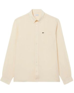 Lacoste Regular Fit Linen Shirt - Natural