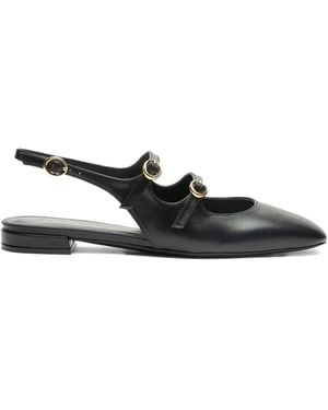 Stuart Weitzman Slingback Buckle Flats - Black