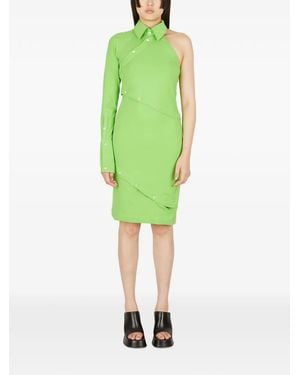 Ninamounah Collar Button Cut-Outs Dress - Green