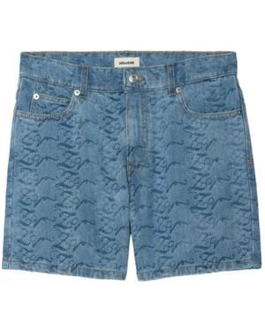 Zadig & Voltaire Sadys Print Denim Shorts - Blue