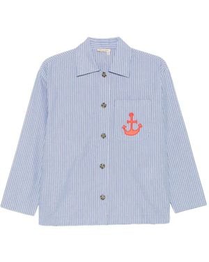 Stella Nova Anchor-Patch Striped-Pattern Shirt - Blue