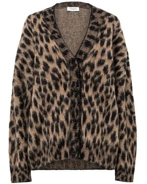 Laneus Cardigan En Maille Brossée À Imprimé Léopard - Brown