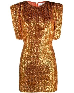 The Attico Robe Courte À Ornements En Sequins - Orange