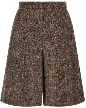 Agnona Amanda Melange-Texture Bermuda Shorts - Brown
