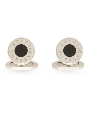 Dolce & Gabbana Logo-Engraved Cufflinks - Metallic