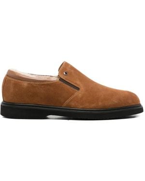 JOHN HARRISON Shearling-Lined Suede Loafers - Brown