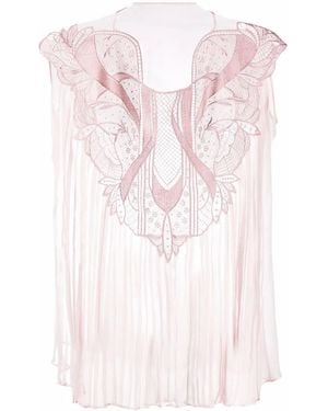Alberta Ferretti Lace-Embellished Silk Top - Pink