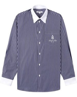 Sporty & Rich Striped Embroidered Shirt - Blue