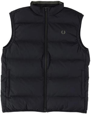 Fred Perry Quilted Logo-Embroidered Gilet - Black