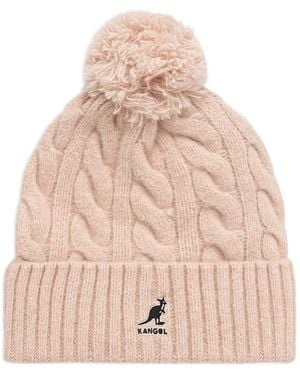 Kangol Cable-Knit Pom-Pom Beanie Hat - Pink