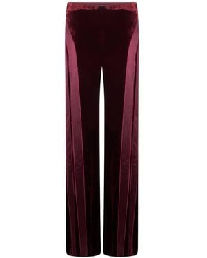 Alberta Ferretti Velvet-Panelled Straight Trousers - Red